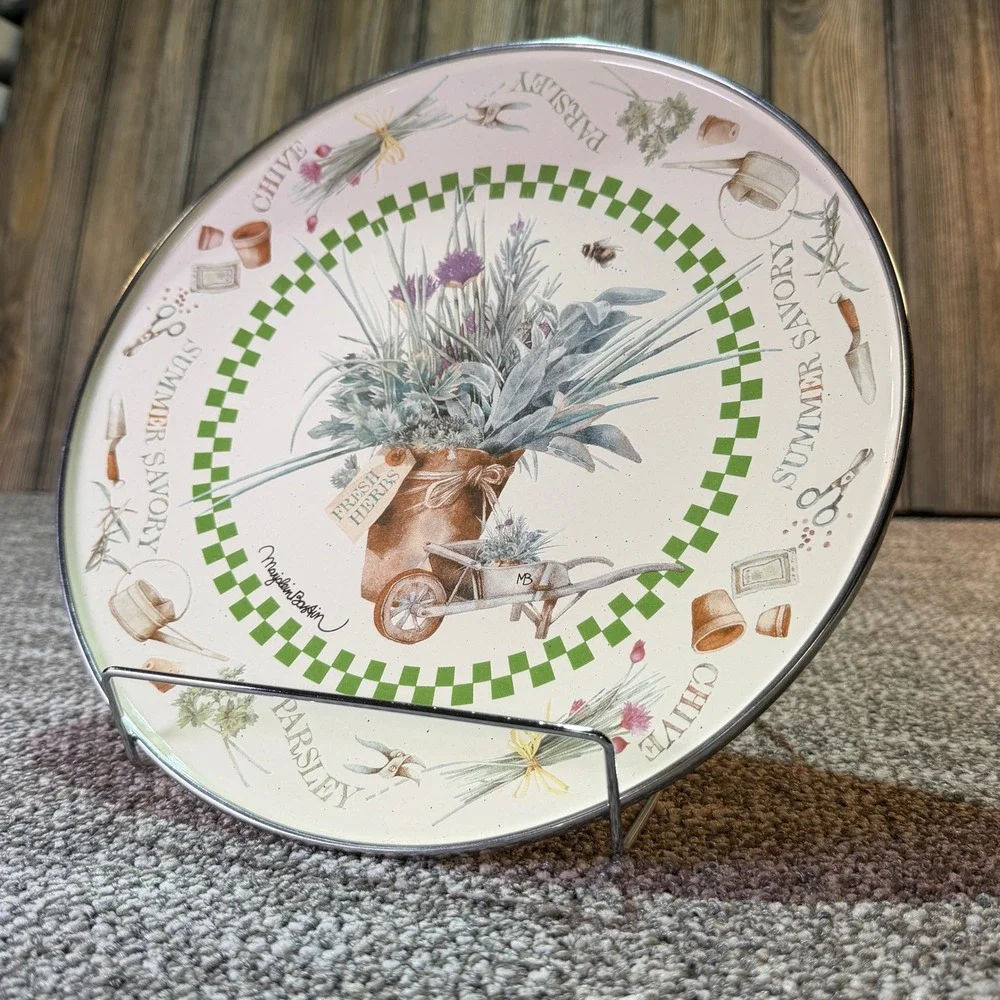 Hallmark Natures Sketchbook Fresh Herbs Vintage Melamine Plate 10 inch 163B1